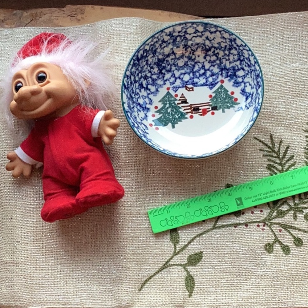 Folk Craft🌲 CABIN in the SNOW SPONGE WARE Cereal Bowl EUC